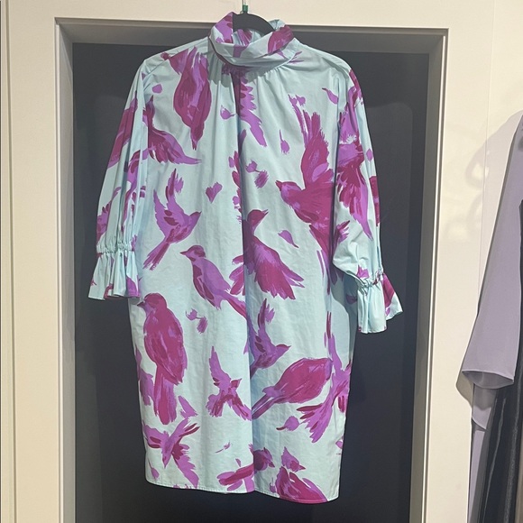 Essentiel Antwerp Dresses & Skirts - Floral Long Sleeve Dress - Pink and Blue